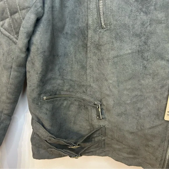 *NWT* Ci Sono by Cavalini Charcoal Gray Vegan Leather Moto Jacket, Size XL - Picture 4 of 10